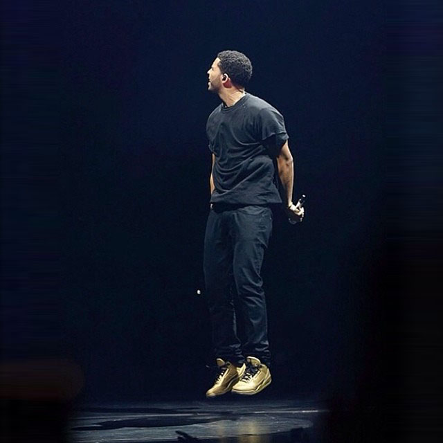 Drake wearing Air Jordan III 3 Gold