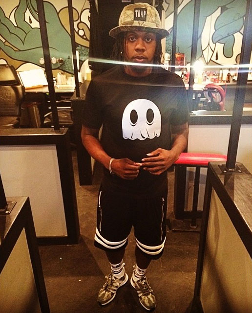 Trinidad James wearing Wish x adidas SL Loop