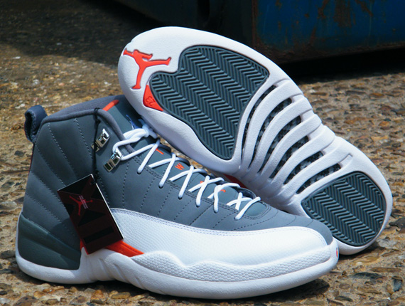 grey and orange jordan 12