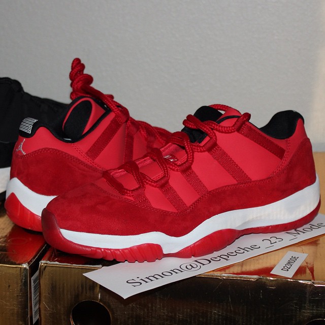 Air Jordan 11 Low Sample In Red Suede 