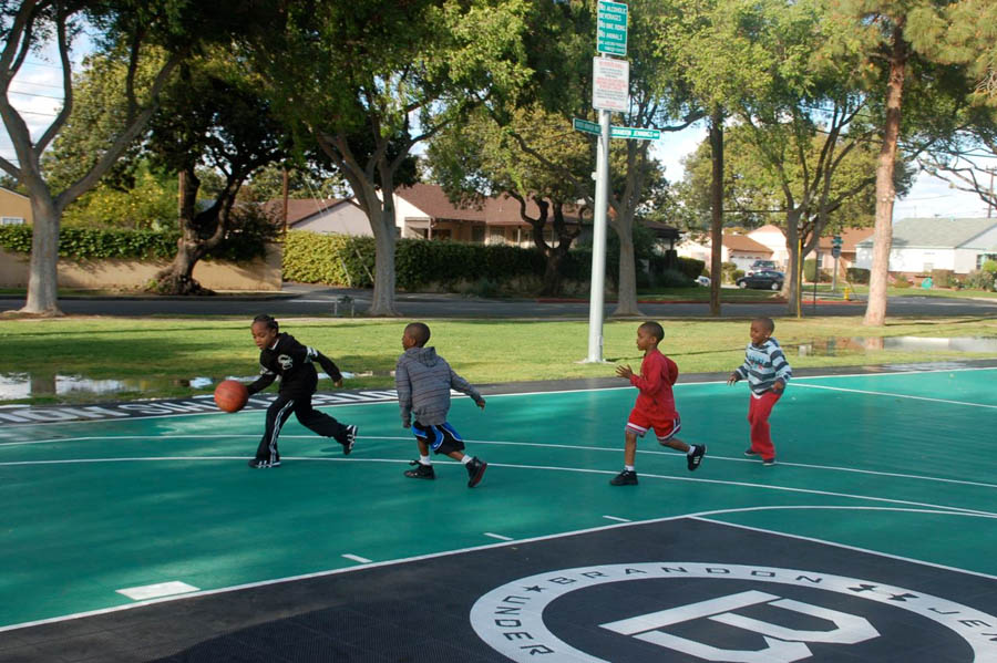 Kids Enjoying Brandon Jennings' Refurbished Rowley Park Basketball Court