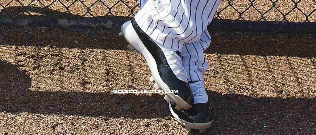 CC Sabathia wearing Air Jordan 11 XI Concord Cleats Shoes Spring Training (2)