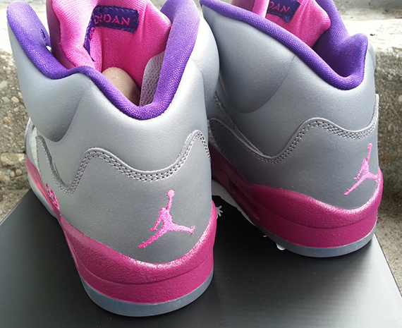 Jordan 5 cheap grey and pink