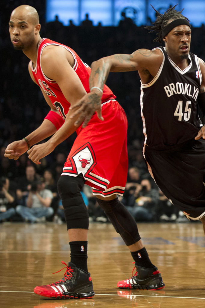 Taj Gibson wearing adidas Crazyquick Black Red