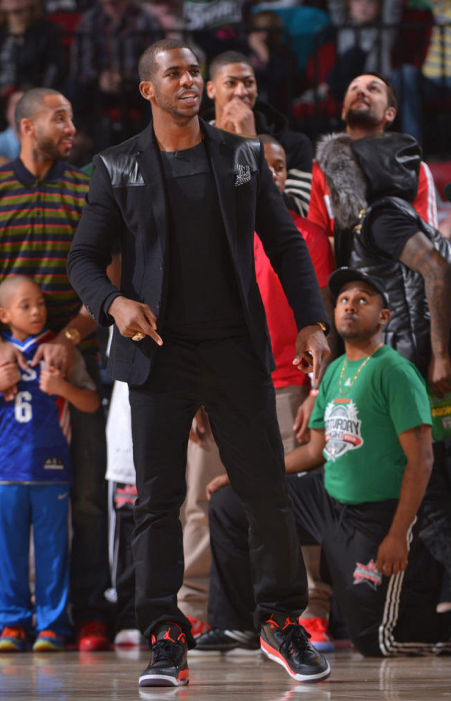 Chris Paul wearing Air Jordan III 3 Crimson