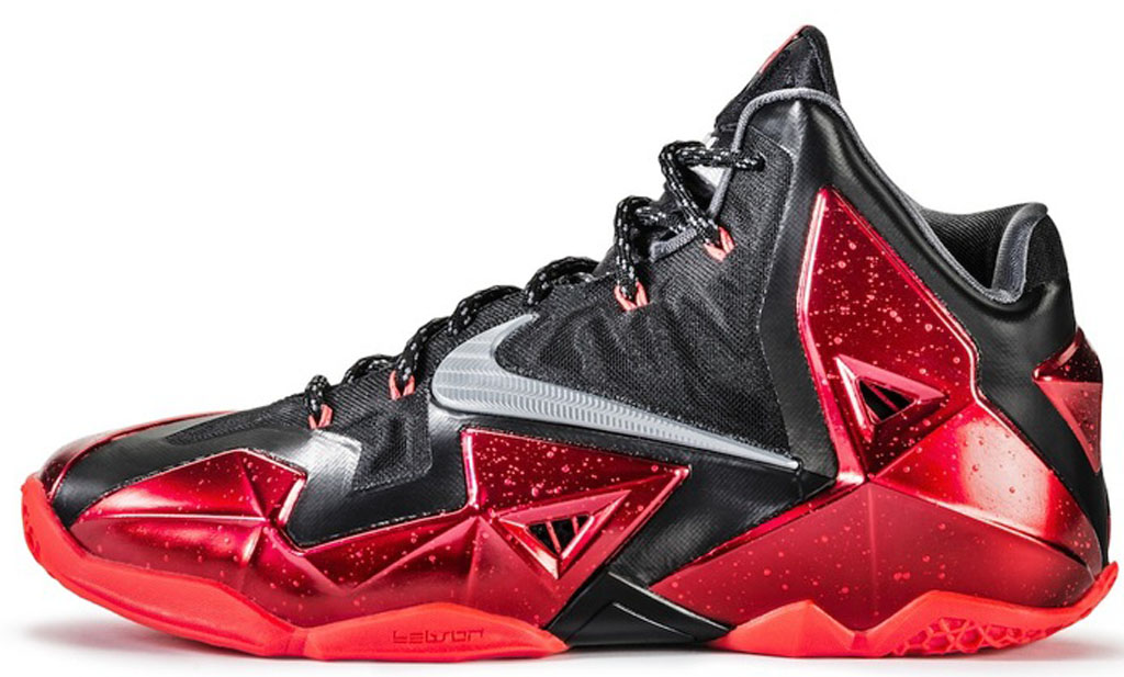 lebron red and black shoes