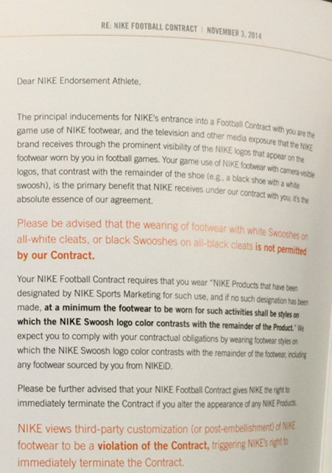 nike nfl contract