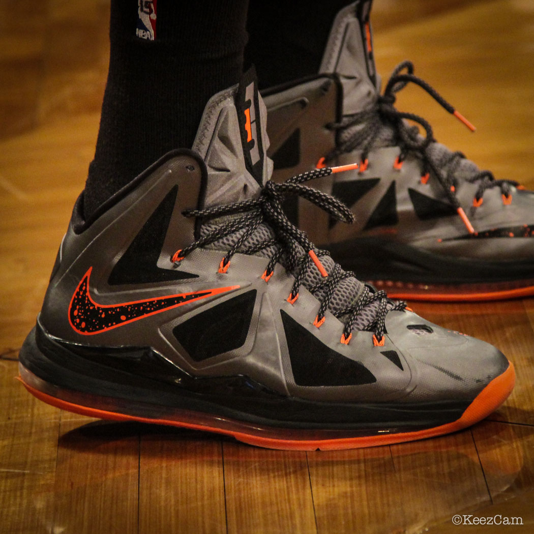 Marcus Morris wearing Nike LeBron 10 X Lava