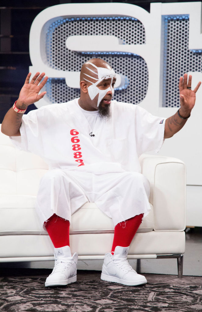 Tech N9ne wearing Air Jordan 1 Mid White