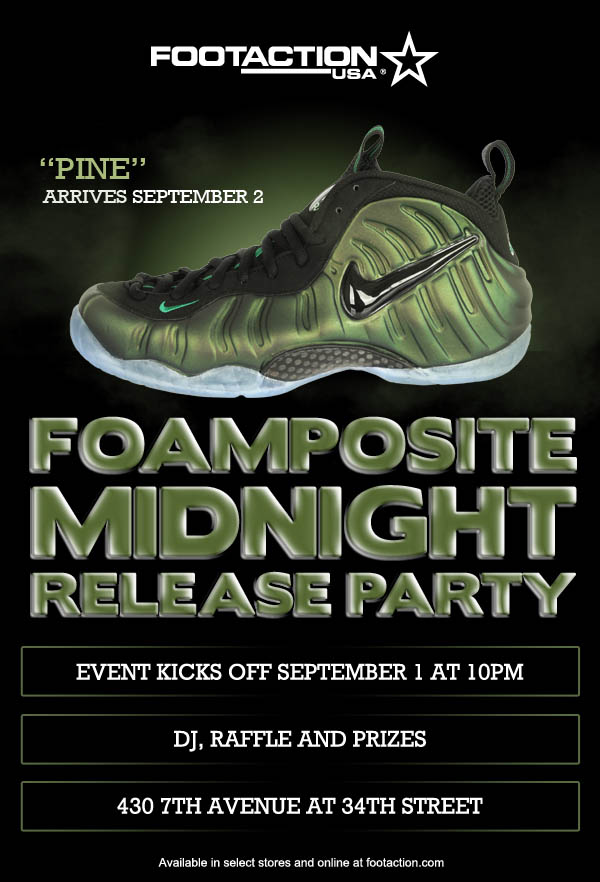 Nike Air Foamposite Pro "Dark Pine" Midnight Release Events at Footaction