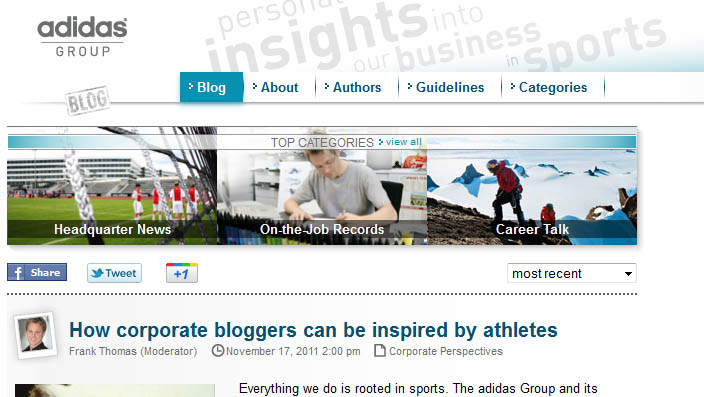 adidas Group Launches New Blog