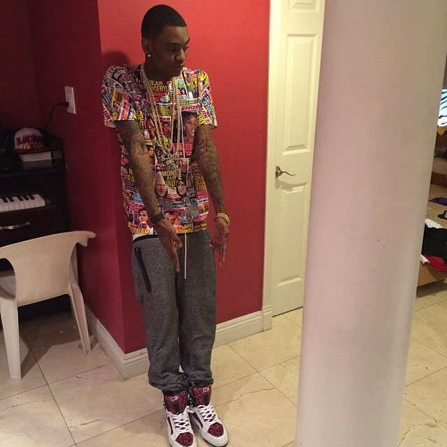 Soulja Boy wearing PUMA Slipstream Leopard