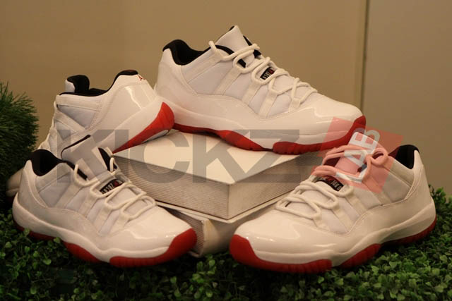 Air Jordan 11 XI Low Retro Shoes White Black Varsity Red 306008-111 (6)