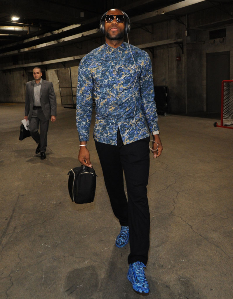 LeBron James wearing Balenciaga Arena Splatter Custom