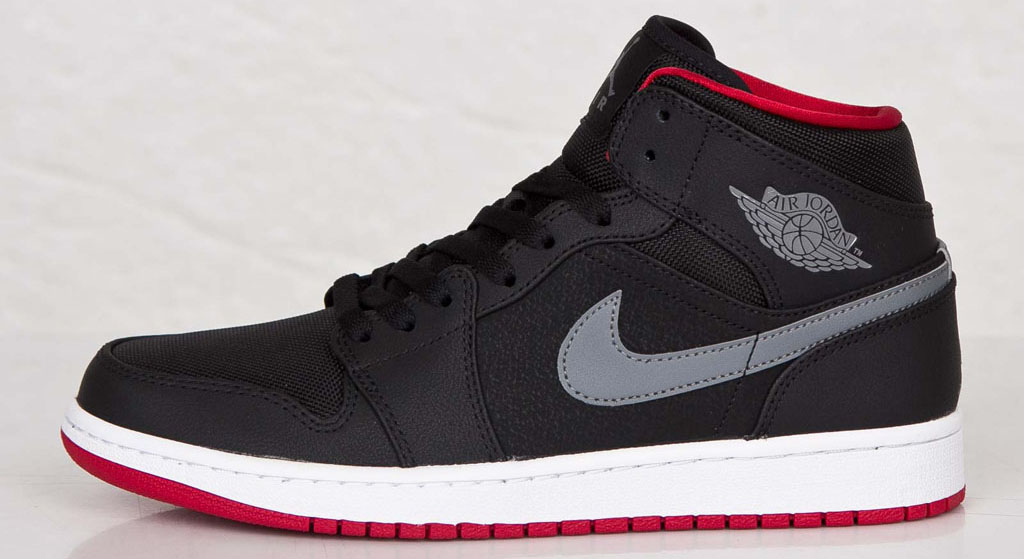 Air Jordan 1 Mid Black/Cool Grey-Gym Red 554724-004 (4)