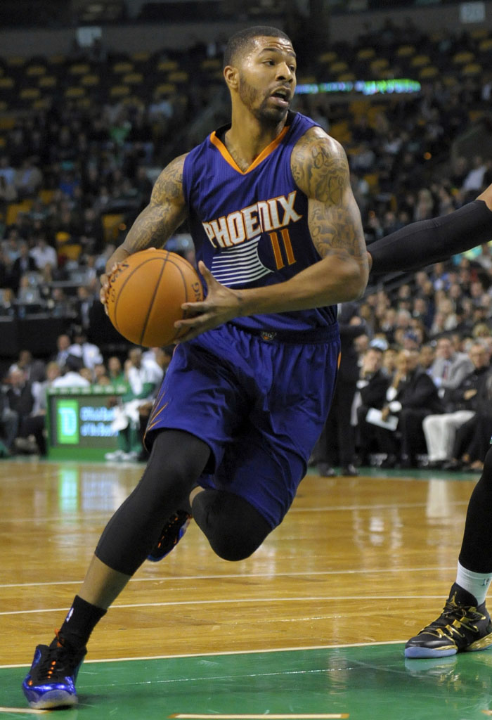 Markieff Morris wearing Nike Air Foamposite One Suns (3)