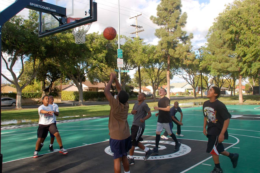 Kids Enjoying Brandon Jennings' Refurbished Rowley Park Basketball Court