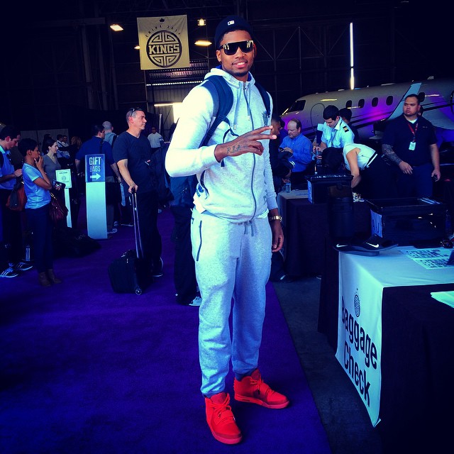 Rudy Gay wearing Nike Air Yeezy II 2 Red October