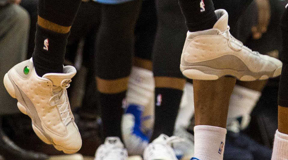 Nate Robinson wearing Air Jordan XIII 13 White/Neutral Grey-University Blue (3)