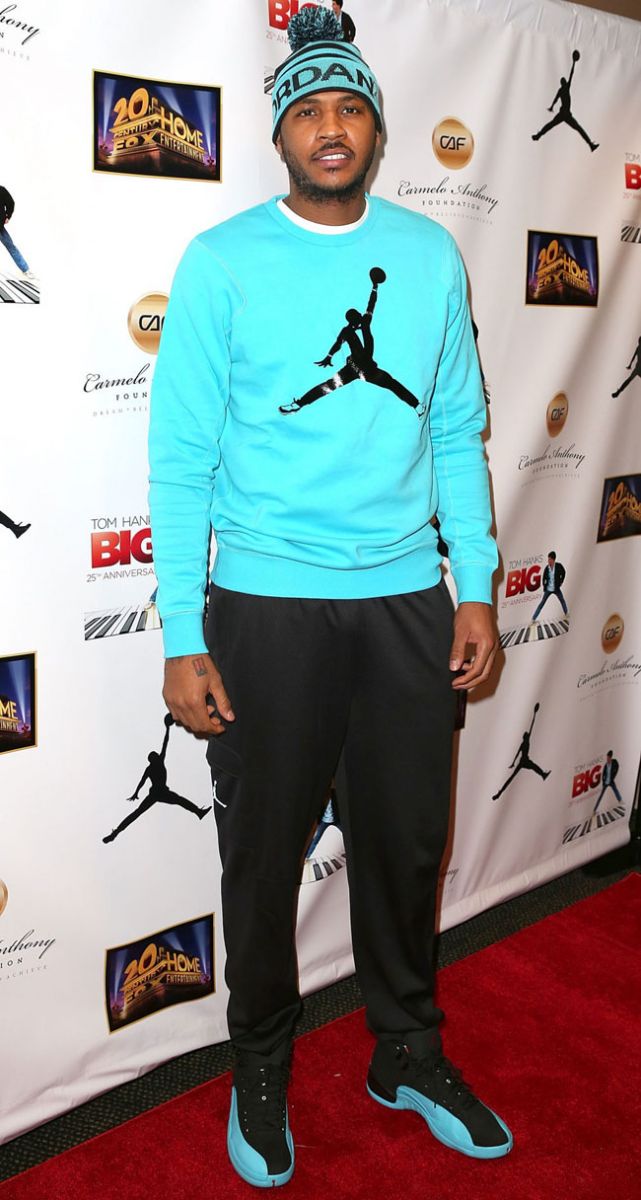 Carmelo Anthony wearing Air Jordan 12 Retro Gamma Blue (3)