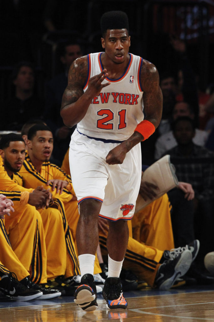 Iman Shumpert wearing adidas Real Deal Custom by Sole Swap