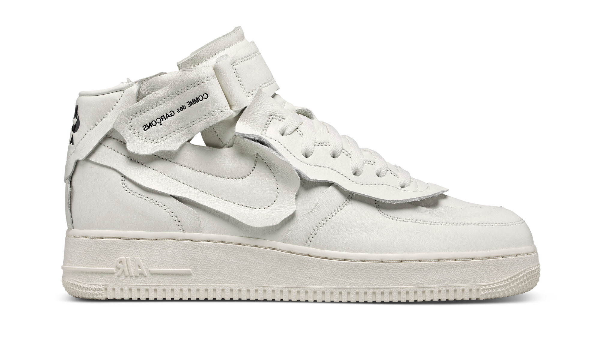 leaf again The actual Comme des Garcons x Nike Air Force 1 Mid "White" | Nike | Release Dates,  Sneaker Calendar, Prices & Collaborations