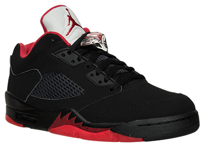 black and red jordan 5 low