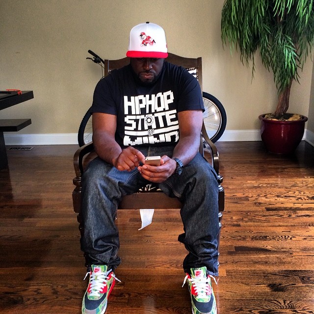 DJ Funk Flex wearing Nike Air Max 90 Infrared Camo