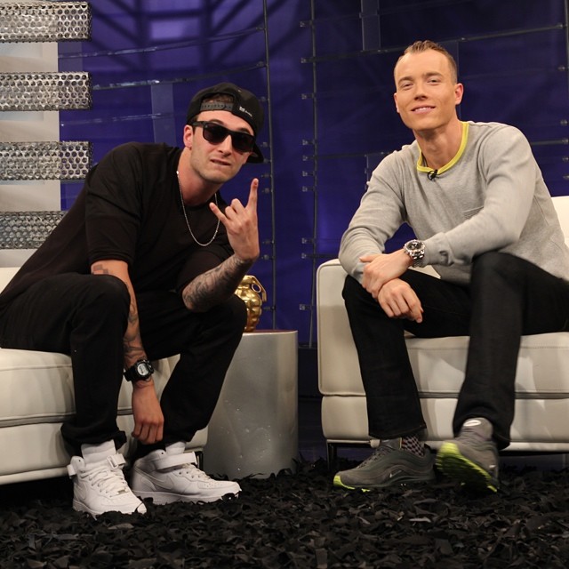 DJ Skee wearing Nike Air Max 97 Milan QS; Chris Webby wearing Nike Air Force 1 Mid