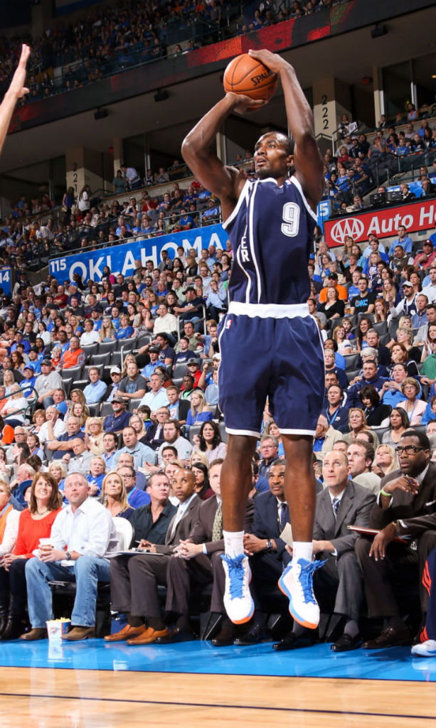 Serge Ibaka wearing adidas adizero Ghost 2 PE