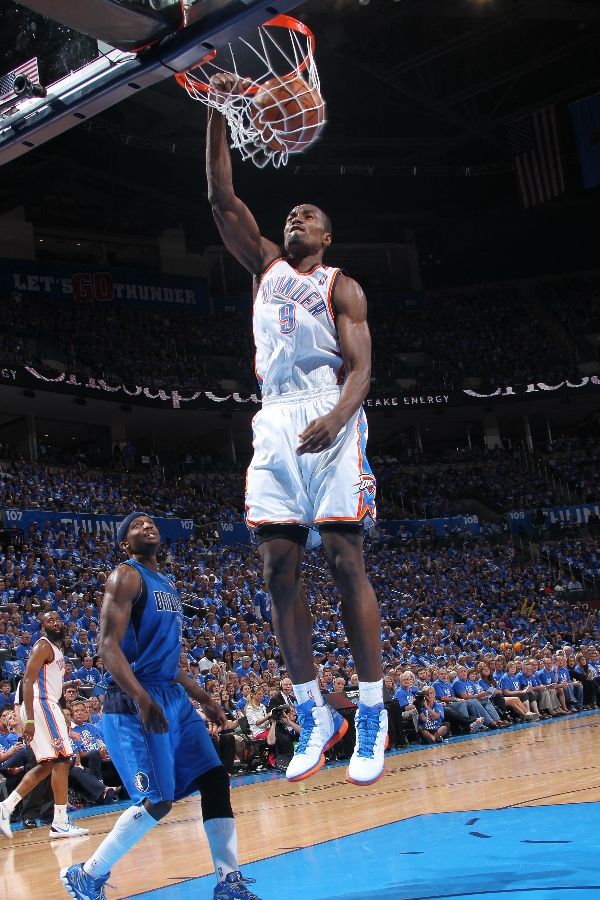 Serge Ibaka wearing adidas adiZero Shadow