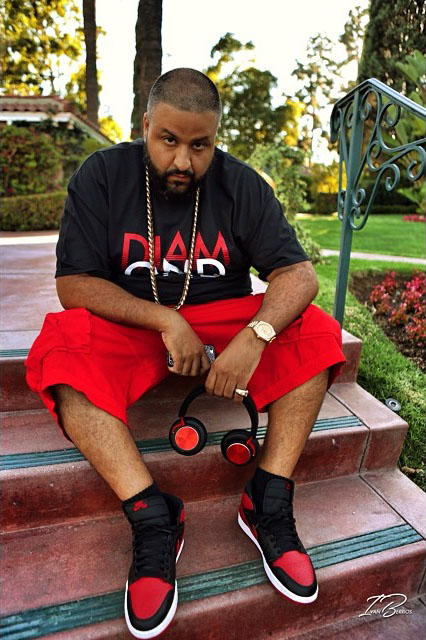 DJ Khaled wearing Air Jordan I 1 Bred
