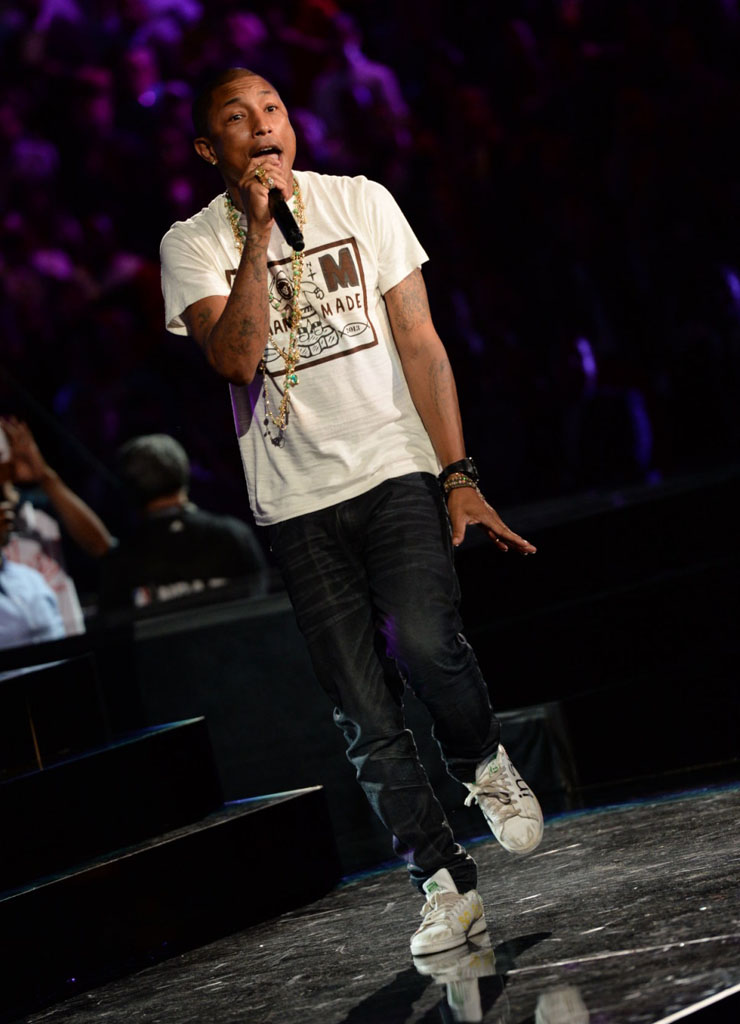 Pharrell Williams wearing adidas Originals Stan Smith