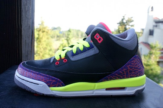 Air Jordan 3 Retro GS - Black/Purple-Volt