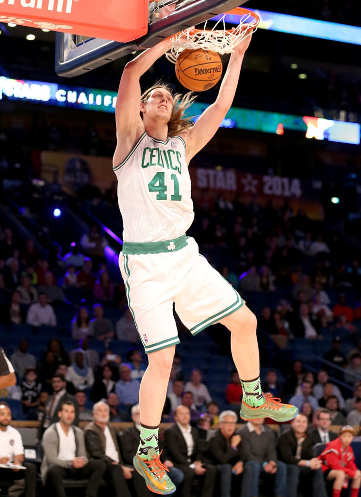 Kelly Olynyk wearing Nike KD 6 Big Game Hunter Custom