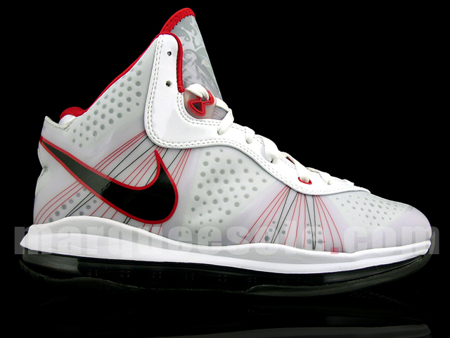 Nike Air Max LeBron 8 V2 White Grey Varsity Red