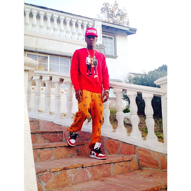 Soulja Boy wearing Air Jordan I 1 Bulls