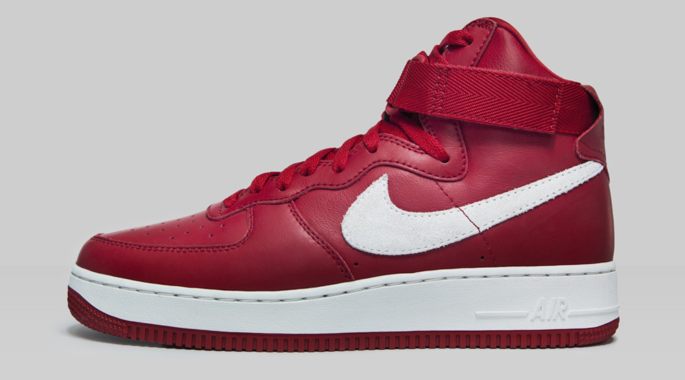 nike air force 1 red and white high top