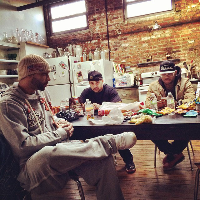 Joe Budden wearing Air Jordan 11 XI Silver Anniversary; Joell Ortiz wearing Air Jordan 11 XI Retro Black/Red; Royce Da 5'9 wearing Air Jordan 3 III Retro Doernbecher