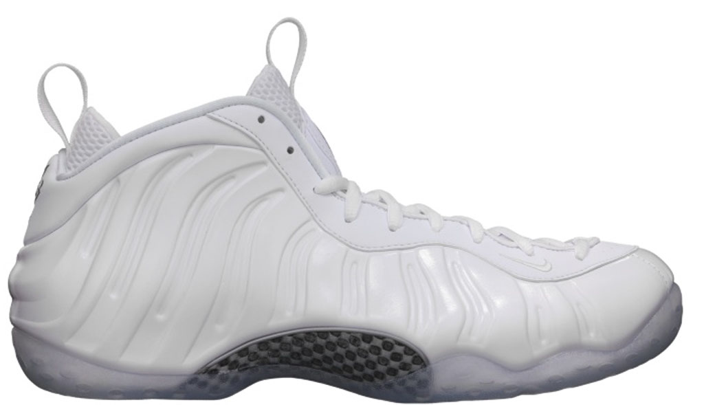 white and silver foamposites