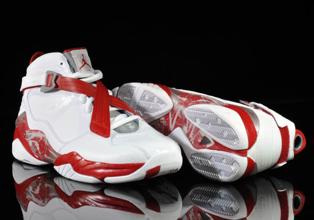Air Jordan 8.0 White Metallic Silver Varsity Red Stealth 467807-101 Front and Sole