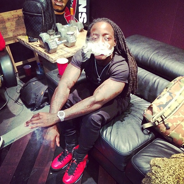 Ace Hood wearing Air Jordan VI 6 Retro Infrared 23