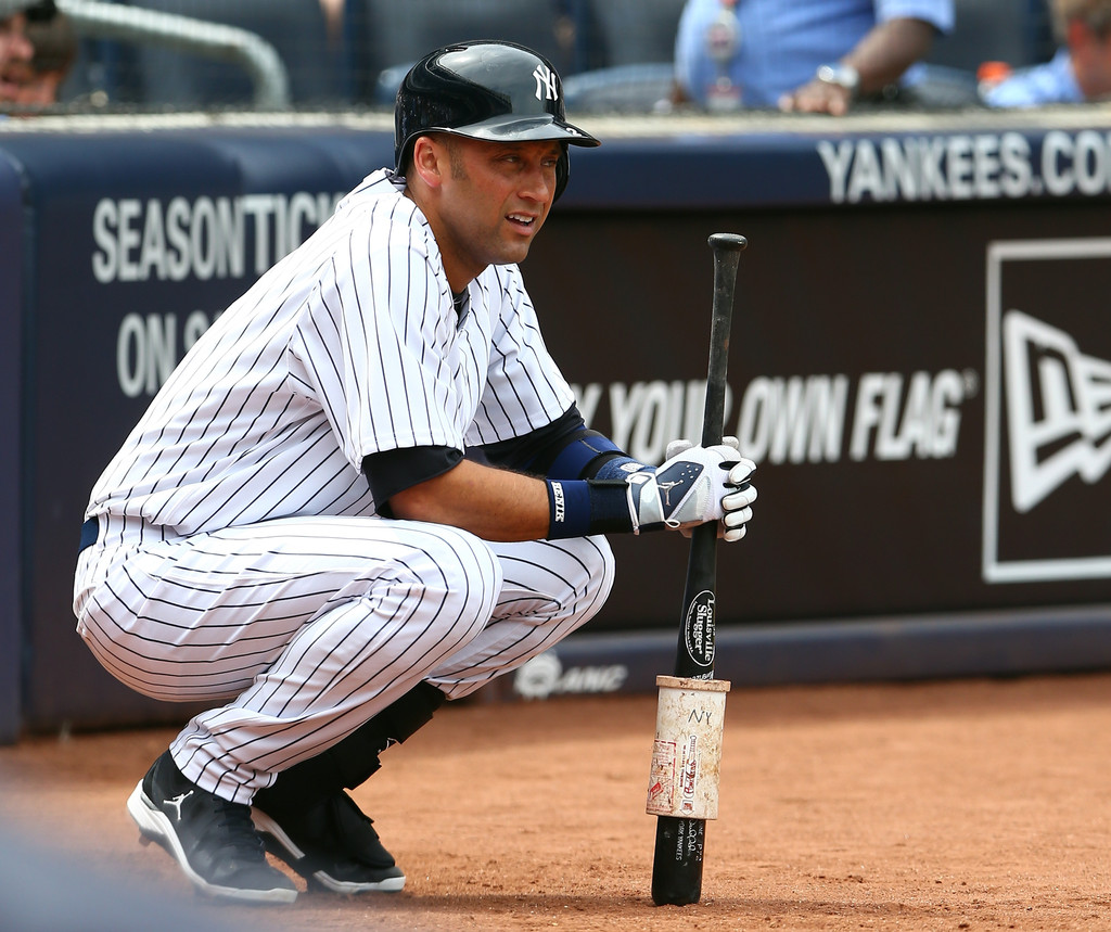 Derek Jeter of the New York Yankees wearing Nike/Jumpman batting