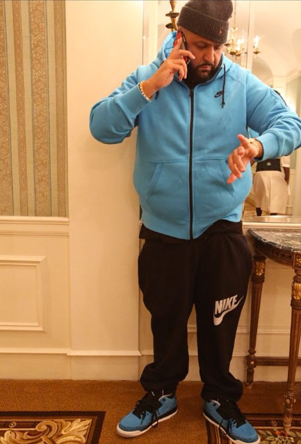 DJ Khaled wearing Air Jordan III 3 Powder