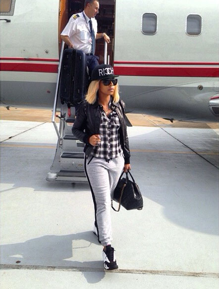 Ashanti wearing Air Jordan XIV 14 Black Toe