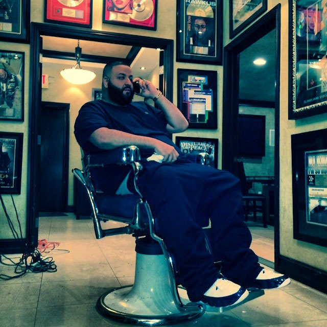 DJ Khaled wearing Air Jordan 9 Retro Pearl