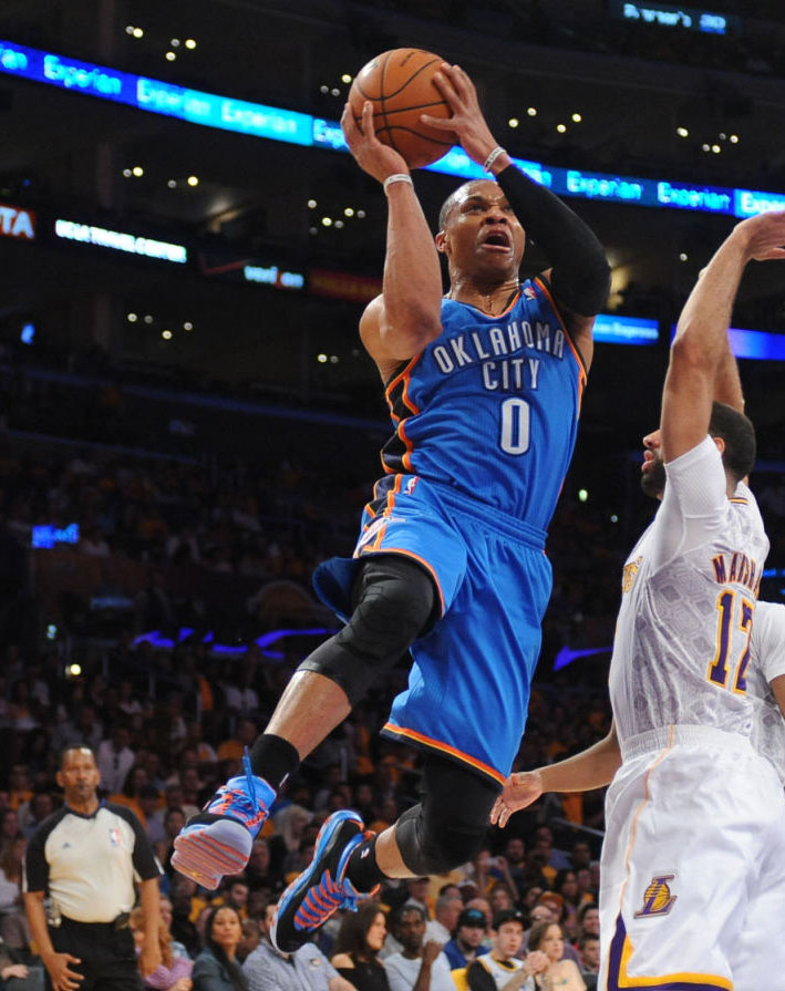 Russell Westbrook Wears 'OKC' Air Jordan 10 PE (5)