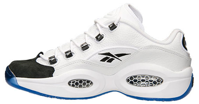 reebok question low black toe