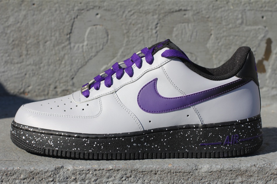 purple and grey air force ones