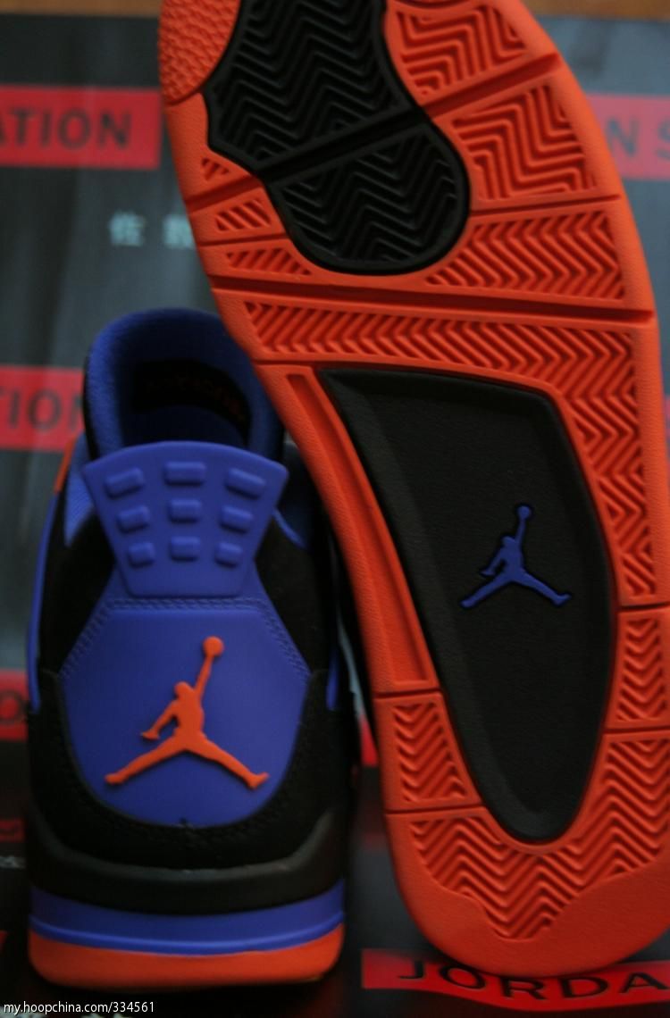 Air Jordan 4 IV Cavs Knicks Shoes Black Orange Blaze Old Royal 308497-027 (5)